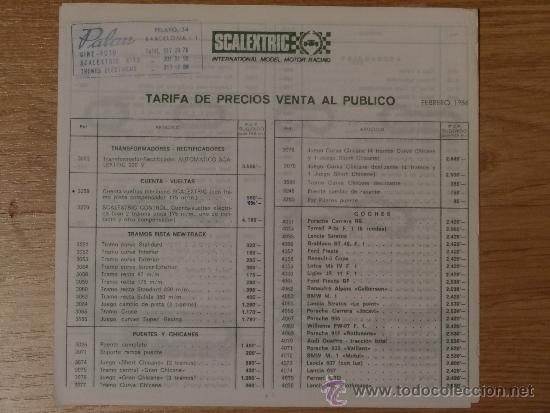 Jouets Anciens: SCALEXTRIC- TARIFA DE PRECIOS FEBRERO 1986