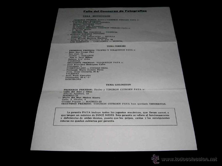 Giocattoli antichi: Documentaci&oacute;n Club Juguetes Paya. Premios Concurso de Fotograf&iacute;as 1969.