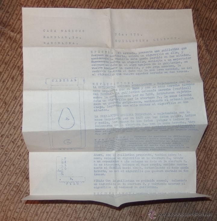 Juguetes antiguos: GUILLOTINA LILIPUT,N&ordm;179,CASA MAGICUS,INSTRUCCIONES,A&Ntilde;OS 50