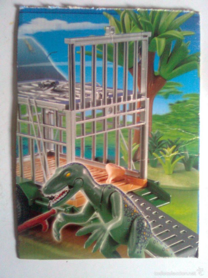 Juguetes antiguos: L&aacute;mina original de dinosaurio articulado - juguete de kiosko 80&acute;s-En cart&oacute;n tama&ntilde;o A5 aproximadament