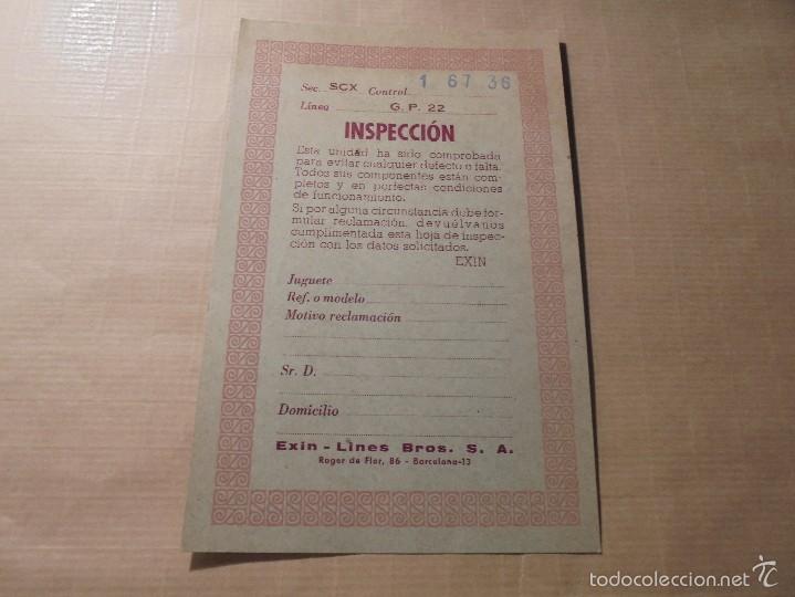 Giocattoli antichi: SCALEXTRIC , INSPECCI&Oacute;N G.P.22 - 16,5X11 CM.