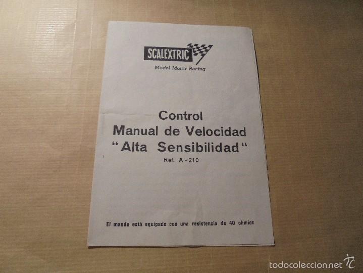 Giocattoli antichi: SCALEXTRIC - CONTROL DE VELOCIDAD ALTA SENSIBILIDAD REF. A- 210 - 4 PAG, 16X11 CM.