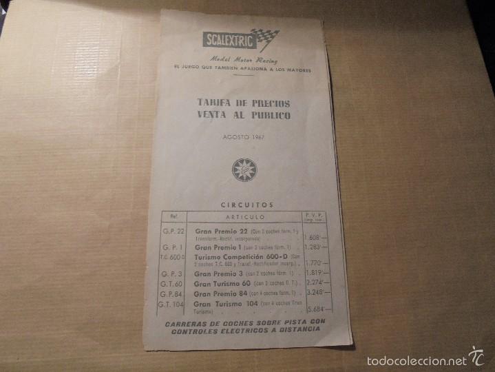 Giocattoli antichi: SCALEXTRIC TARIFA DE PRECIOS - AGOSTO 1967 - 4 PAG. 21X11 CM.