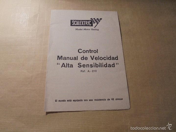 Giocattoli antichi: SCALEXTRIC - CONTROL DE VELOCIDAD ALTA SENSIBILIDAD REF. A- 210 - 4 PAG, 16X11 CM.