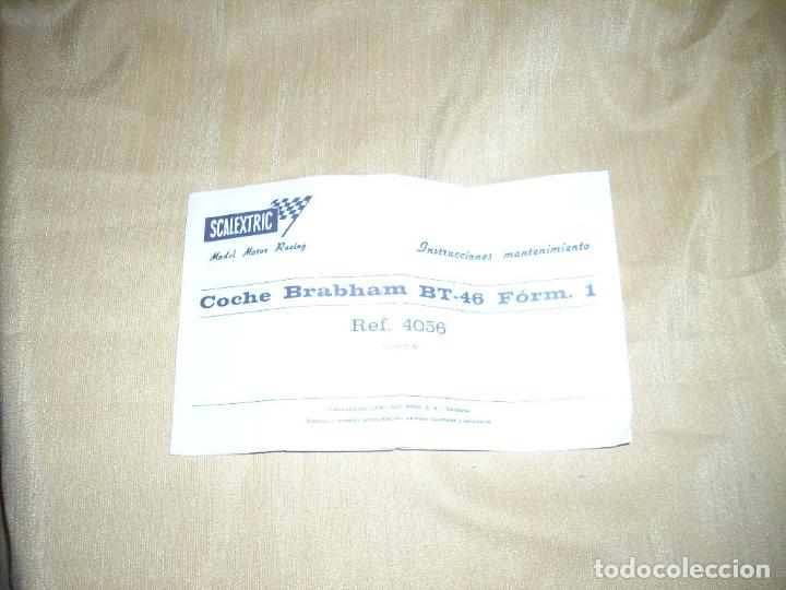 Giocattoli antichi: INSTRUCCIONES MANTENIMIENTO BRABHAM BT-46 FORM 1 REF 4056