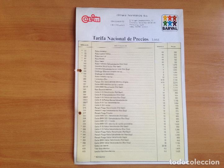 Giocattoli antichi: ANTIGUA TARIFA DE PRECIOS JUGUETERIA JUGUETES CLIM BARVAL A&Ntilde;O 1984