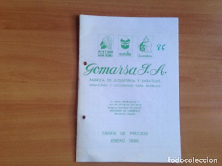 Giocattoli antichi: ANTIGUA TARIFA DE PRECIOS JUGUETERIA JUGUETES GOMARSA SOLDIS A&Ntilde;O 1986
