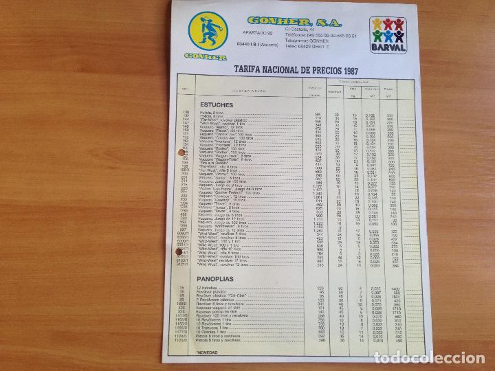 Giocattoli antichi: ANTIGUA TARIFA DE PRECIOS JUGUETERIA JUGUETES GONHER BARVAL A&Ntilde;O 1987