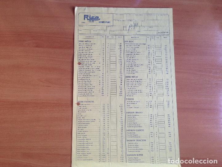 Giocattoli antichi: ANTIGUA TARIFA DE PRECIOS JUGUETERIA JUGUETES RICO A&Ntilde;O 1984