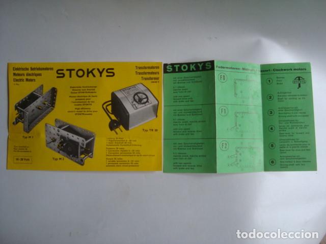 Brinquedos antigos: PUBLICIDAD - STOKYS MOTORES EL&Eacute;CTRICOS Y TRANSFORMADORES + MOTOR CON RESORTE (STOCKMANN).