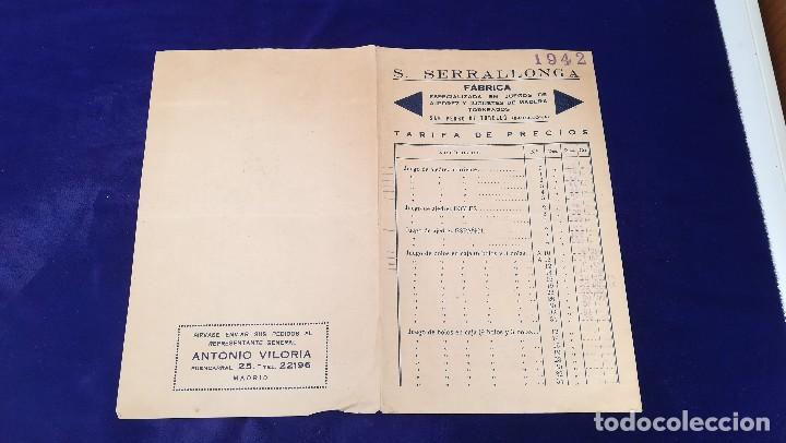 Brinquedos antigos: ANTIGUA LISTA DE PRECIOS FABRICA DE JUGUETES MADERA TORNEADO S.SERRALLONGA, BARCELONA 1942