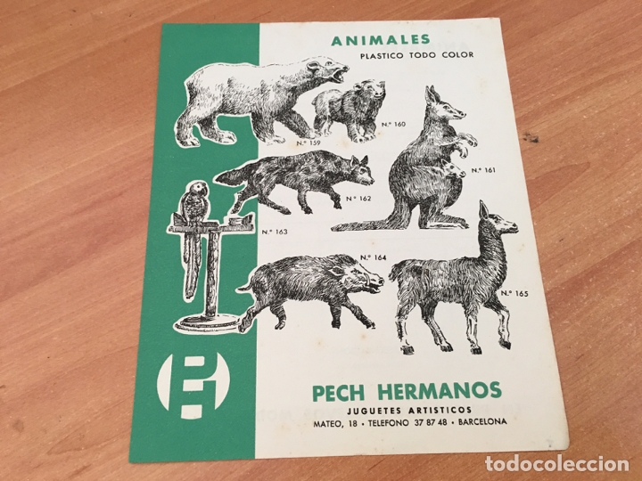 Juguetes antiguos: PECH HERMANOS ANIMALES PLASTICO TODO COLOR HOJA CATALOGO (COIB37)