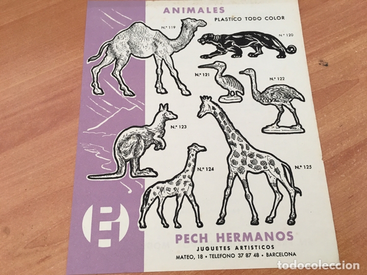 Juguetes antiguos: PECH HERMANOS ANIMALES 5 PLASTICO TODO COLOR HOJA CATALOGO (COIB37)