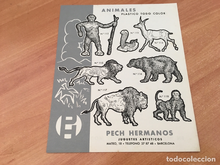 Juguetes antiguos: PECH HERMANOS ANIMALES 6 PLASTICO TODO COLOR HOJA CATALOGO (COIB37)