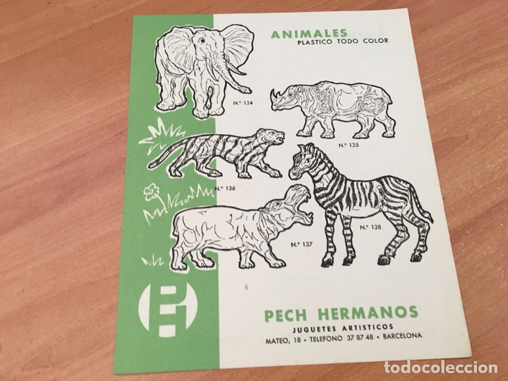 Giocattoli antichi: PECH HERMANOS ANIMALES 7 PLASTICO TODO COLOR HOJA CATALOGO (COIB37)