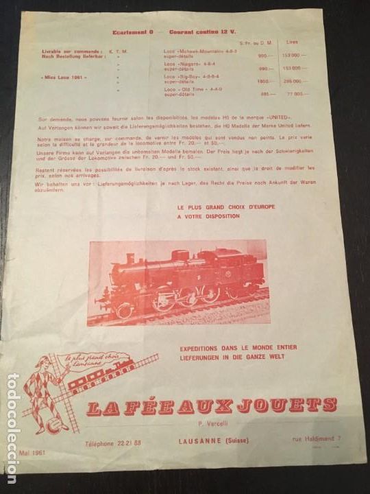 Old Toys: (M2) CATALOGO DE TRENES - LA F&Eacute;EAUXJOUETS MAI 1961 -ESCALA H0, SE&Ntilde;ALES DE USO CON ROTURITAS