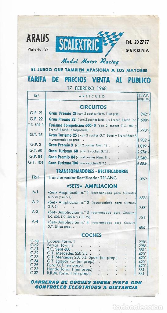 Old Toys: Scalextric tarifa de precios venta al publico 17 febrero 1968