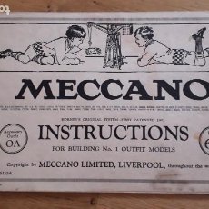 Juguetes antiguos: INSTRUCCIONES DE MECCANO, EN INGLES: 'FOR BUILDING NUM.1 OUTFIT MODELS', ANOS 30/40 APROX. Lote 18898143