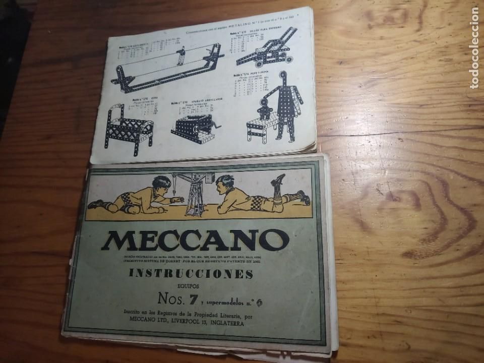 Juguetes antiguos: Manual de instrucciones Mecano i quipus 7 y supermodelos num 6 + otras instrucciones incompletas.
