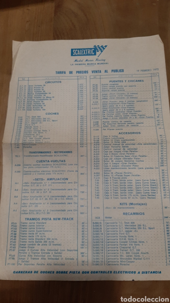 Juguetes antiguos: 1972 SCALEXTRIC TARIFAS VENTA MODELOS - Foto 1