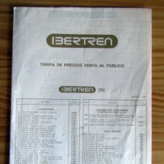 Juguetes antiguos: IBERTREN - TARIFA PRECIOS VENTA AL PUBLICO - MARZO 1987 - FOLLETO CATALOGO