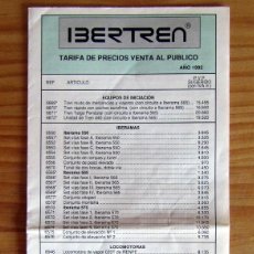 Juguetes antiguos: IBERTREN - TARIFA PRECIOS VENTA AL PUBLICO - AÑO 1992 - FOLLETO TRIPTICO - EXIN LINES BROS