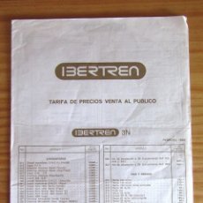 Juguetes antiguos: IBERTREN - TARIFA PRECIOS VENTA AL PUBLICO - FEBRERO 1989 - FOLLETO CATALOGO