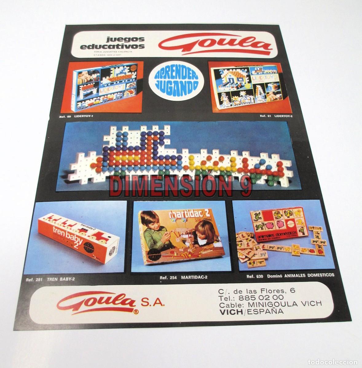 Old Toys: Publicidad (Recorte de Publicaci&oacute;n) - 30 x 22 cm. Juegos Goula y Juguetes Racionales JR de 1973