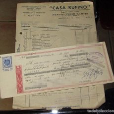 Juguetes antiguos: ANTIGUA FACTURA Y RECIBO BANCARIO DE CASA RUFINO - 31 DE MAYO DE 1961