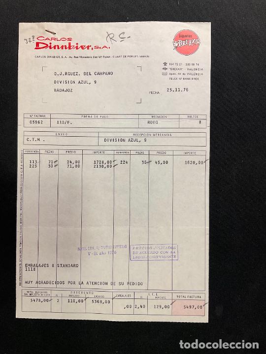 Giocattoli antichi: FACTURA DE JUGUETES. CARLOS DINNBIER. JUGUETES BREKAR. 1976. VALENCIA.