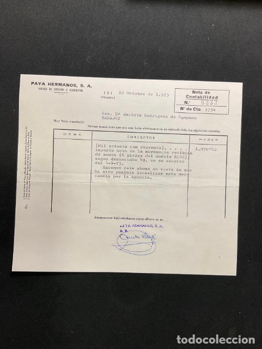 Jouets Anciens: FACTURA DE JUGUETES. PAYA HERMANOS. JUGUETES Y CUCHILLERIA. IBI. ALICANTE. 1973