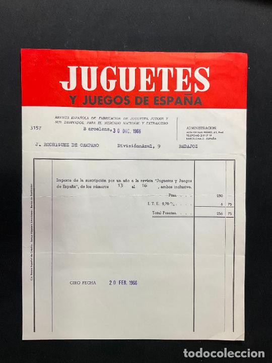 Jouets Anciens: FACTURA DE JUGUETES. JUGUETES Y JUEGOS DE ESPA&Ntilde;A BARCELONA. 1966. REVISTA ESPA&Ntilde;OLA. SUSCRIPCION