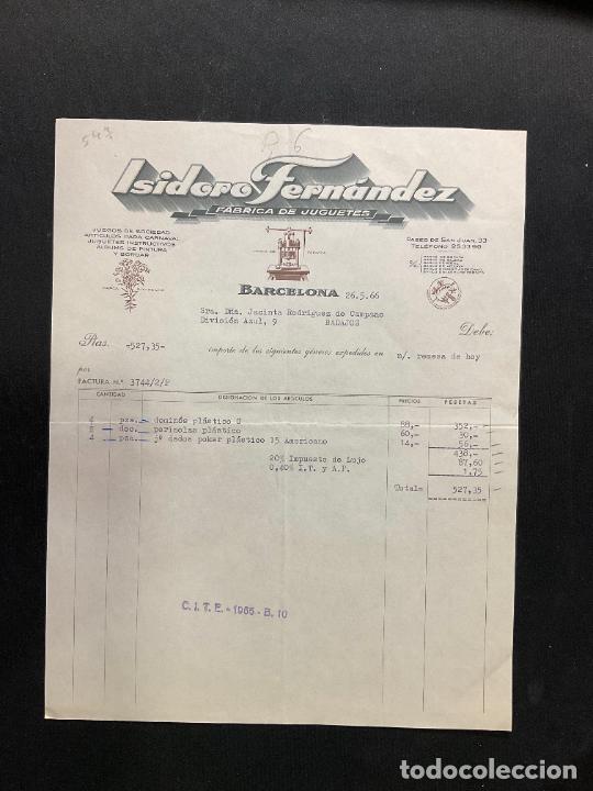 Jouets Anciens: FACTURA DE JUGUETES. ISIDORO FERNANDEZ. FABRICA DE JUGUETES. BARCELONA. 1966