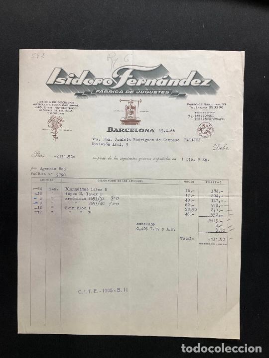 Jouets Anciens: FACTURA DE JUGUETES. ISIDORO FERNANDEZ. FABRICA DE JUGUETES. BARCELONA. 1966