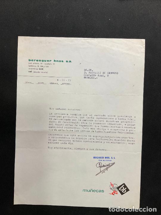 Brinquedos antigos: FACTURA DE JUGUETES. BERENGUER HERMANOS. ONIL. ALICANTE. 1973