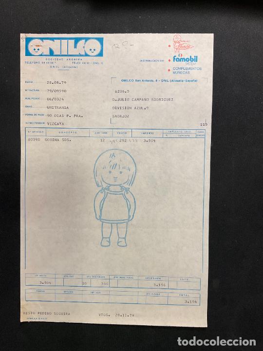 Brinquedos antigos: FACTURA DE JUGUETES. ONILCO. ONIL. ALICANTE. 1979. GODINA