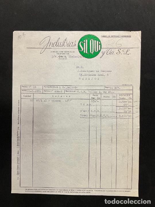 Brinquedos antigos: FACTURA DE JUGUETES. INDUSTRIAS SILQUI Y CIA. ONIL. ALICANTE. 1970. FABRICA DE MU&Ntilde;ECAS