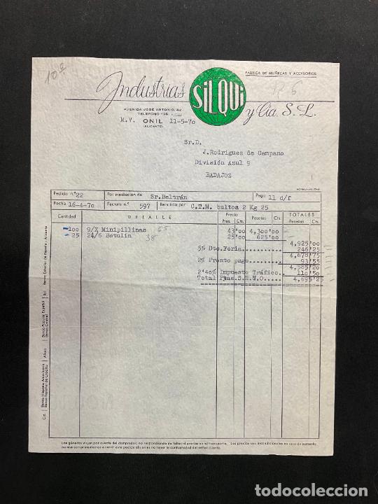 Brinquedos antigos: FACTURA DE JUGUETES. INDUSTRIAS SILQUI Y CIA. ONIL. ALICANTE. 1970. FABRICA DE MU&Ntilde;ECAS