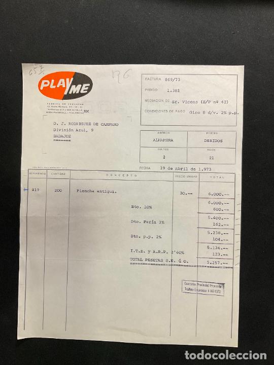 Brinquedos antigos: FACTURA DE JUGUETES. PLAYME. PLAY ME. BENIPARRELL. VALENCIA. 1973