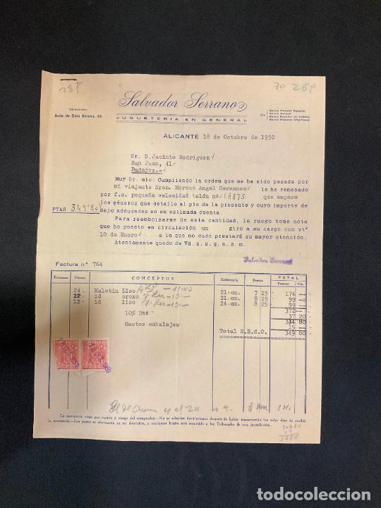 Old Toys: FACTURA DE JUGUETES. SALVADOR SERRANO. ALICANTE. 1950. JUGUETERIA EN GENERAL