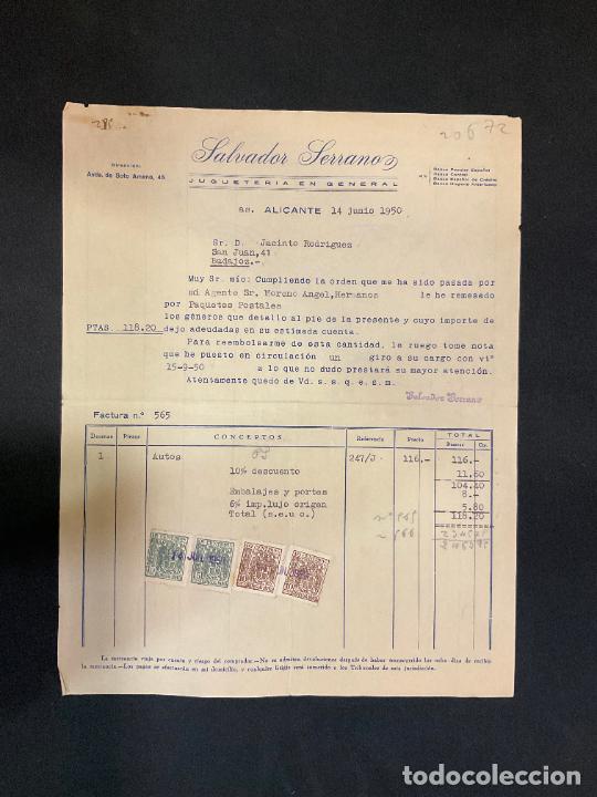 Old Toys: FACTURA DE JUGUETES. SALVADOR SERRANO. ALICANTE. 1950. JUGUETERIA EN GENERAL