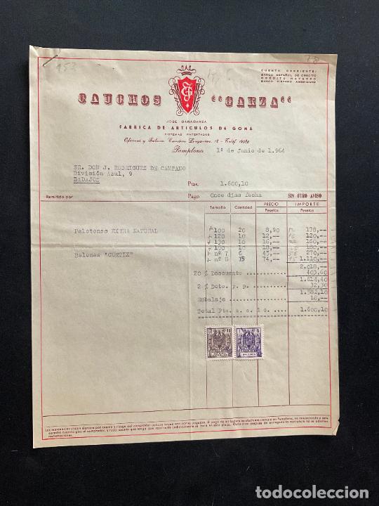 Brinquedos antigos: FACTURA DE JUGUETES. CAUCHOS GARZA. JOSE GARAGAZA. ARTICULOS DE GOMA. PAMPLONA 1964