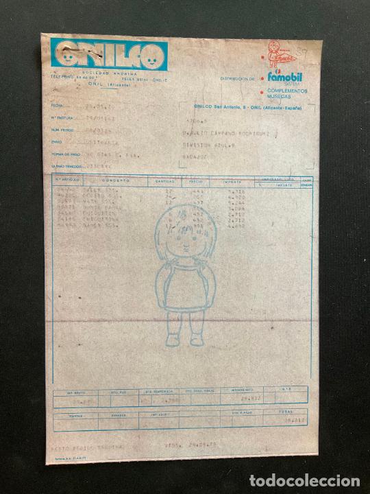 Brinquedos antigos: FACTURA DE JUGUETES. ONILCO. ONIL. ALICANTE. 1979. FAMOBIL. COMPLEMENTO MU&Ntilde;ECAS