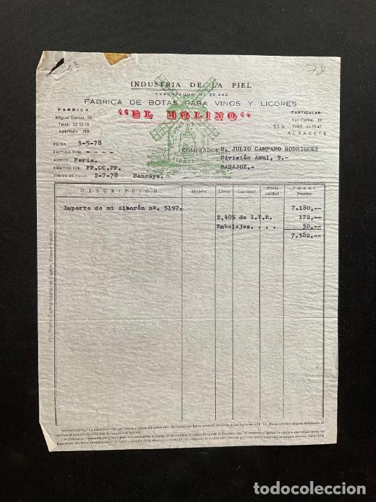 Old Toys: FACTURA DE JUGUETES. FABRICA DE BOTAS PARA VINOS Y LICORES. EL MOLINO. ALBACETE 1978