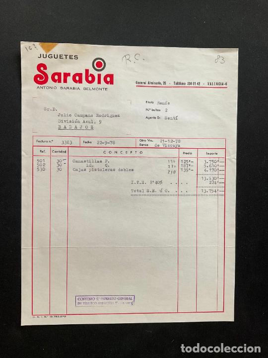Old Toys: FACTURA DE JUGUETES. JUGUETES SARABIA. VALENCIA. 1978. PISTOLERAS