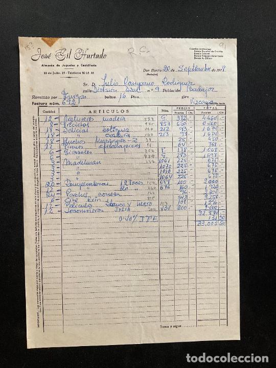 Old Toys: FACTURA DE JUGUETES. JOSE GIL HURTADO. DON BENITO BADAJOZ 1978