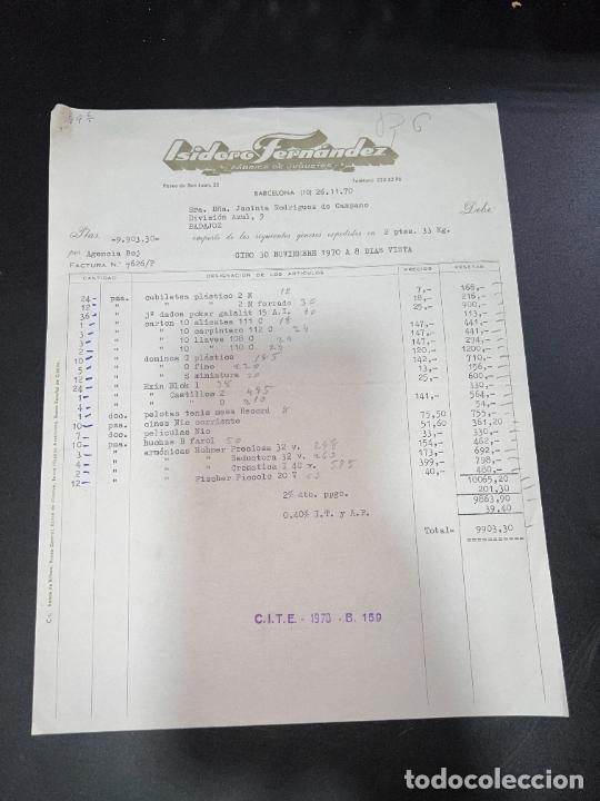 Brinquedos antigos: FACTURA DE JUGUETES. ISIDORO FERN&Aacute;NDEZ. F&Aacute;BRICA DE JUGUETES. BARCELONA, 1970