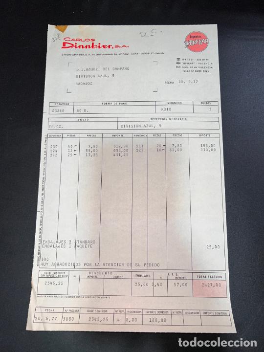 Brinquedos antigos: FACTURA DE JUGUETES. CARLOS DINNBIER, S.A. JUGUETES BREKAR. VALENCIA, 1977