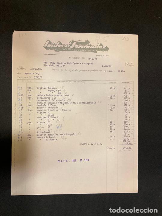 Brinquedos antigos: FACTURA DE JUGUETES. ISIDORO FERNANDEZ. FABRICA DE JUGUETES. BARCELONA. 1968