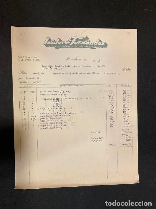 Brinquedos antigos: FACTURA DE JUGUETES. ISIDORO FERNANDEZ. FABRICA DE JUGUETES. BARCELONA. 1965